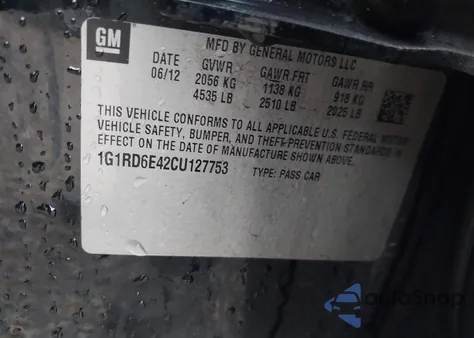 2012 Chevrolet Volt from USA, damaged, VIN 1G1RD6E42CU127753